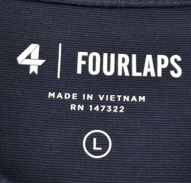Fourlaps Men's Sz Large Polyester Wool Blend Navy Blue Athleisure Polo Shirt