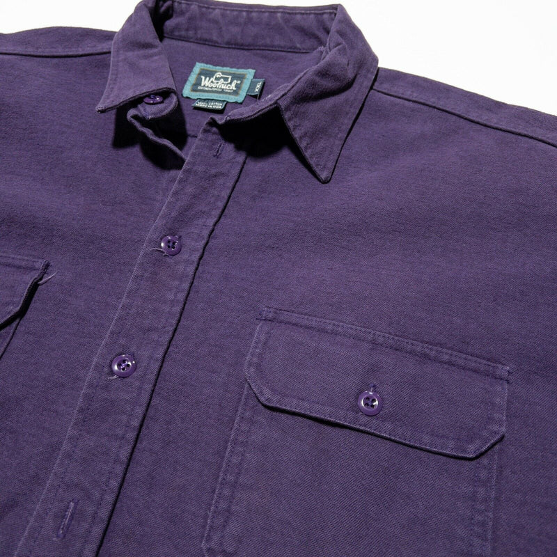 Woolrich Chamois Heavy Flannel Shirt Solid Purple Vintage 90s USA Men's 2XL