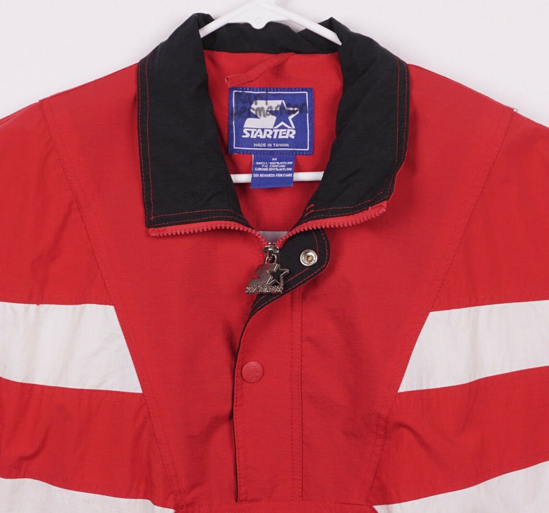 Vintage 90s Wisconsin Badgers Men's Medium Starter Anorak Half-Zip Stripe Jacket