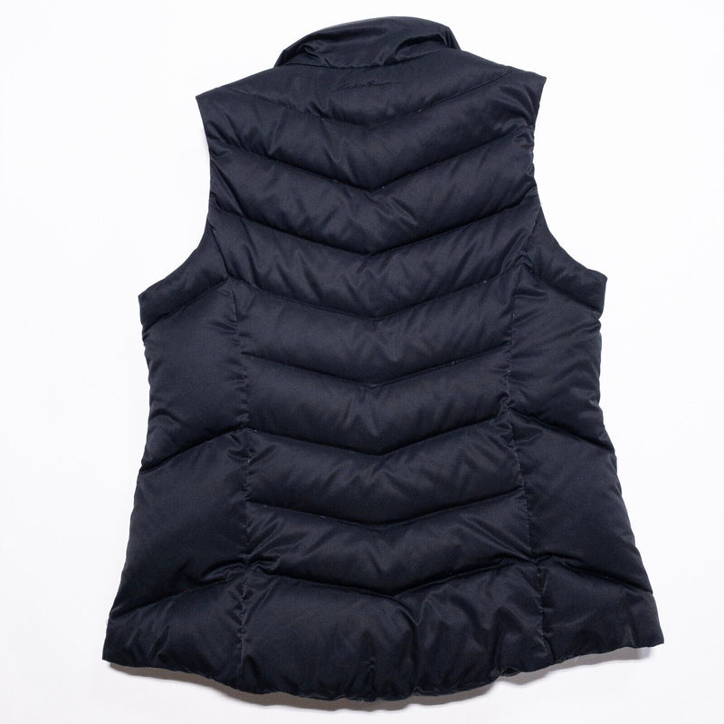 Eddie Bauer Down Puffer Vest Women's Medium EB 550 Fill Full Zip Solid Black