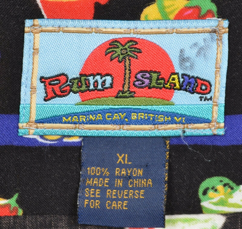 Rum Island Men's XL 100% Rayon Martini Drinks Colorful Hawaiian Aloha Shirt