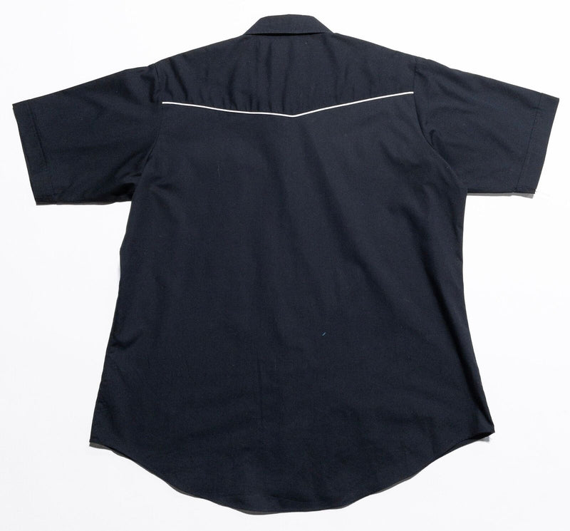 Ely Cattleman Pearl Snap Shirt Men's XL Western Rockabilly Black Contrast Piping