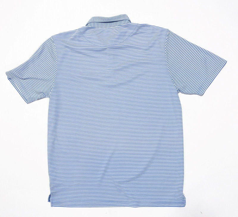 johnnie-O Prep-Formance XL Polo Men's Shirt Blue White Striped Wicking Japan