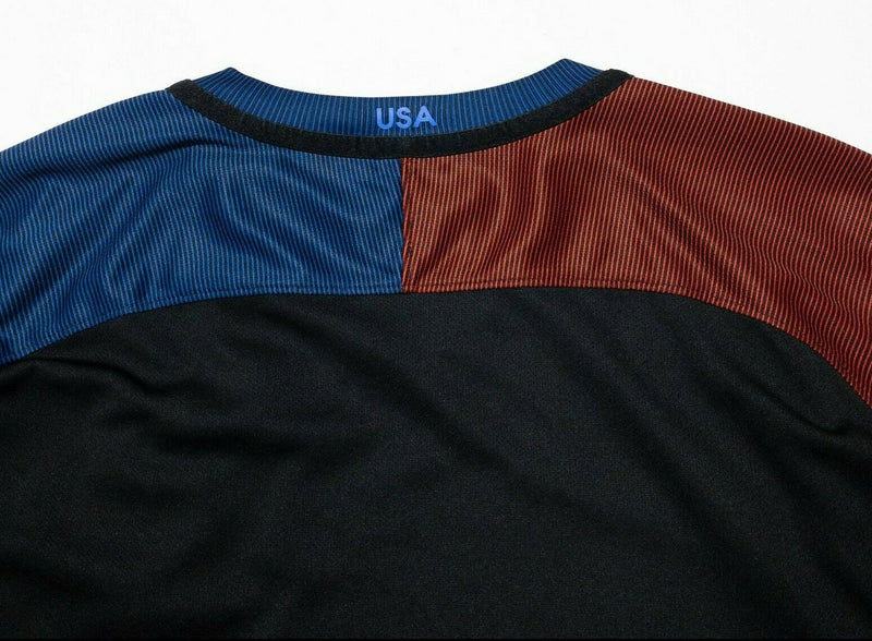 Nike USA Soccer Jersey Men Large Black Red Blue 2016 Away Dri-Fit National Team