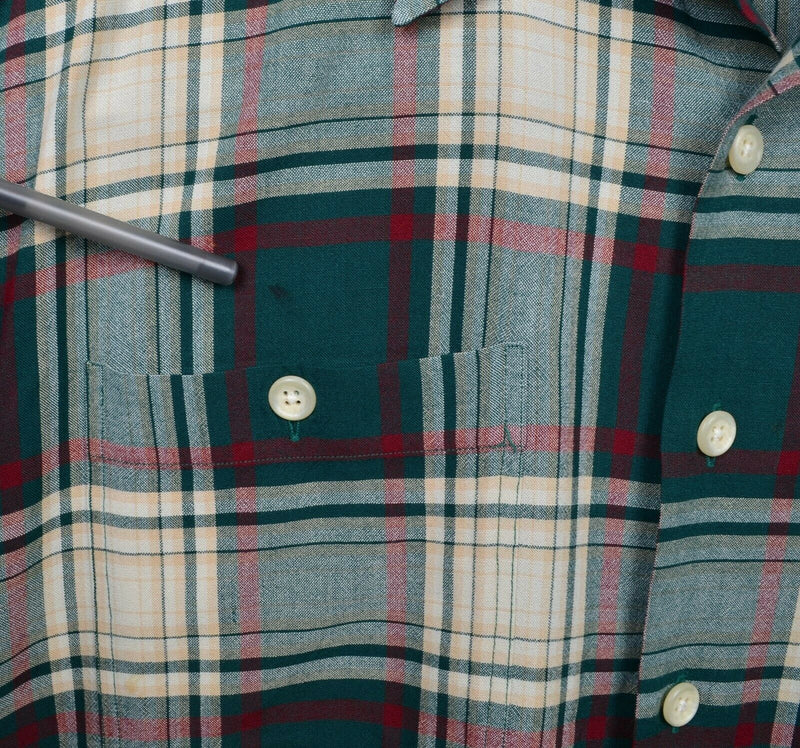 Polo Ralph Lauren Men's 2XL 100% Rayon "Collier" Green Plaid Button-Front Shirt