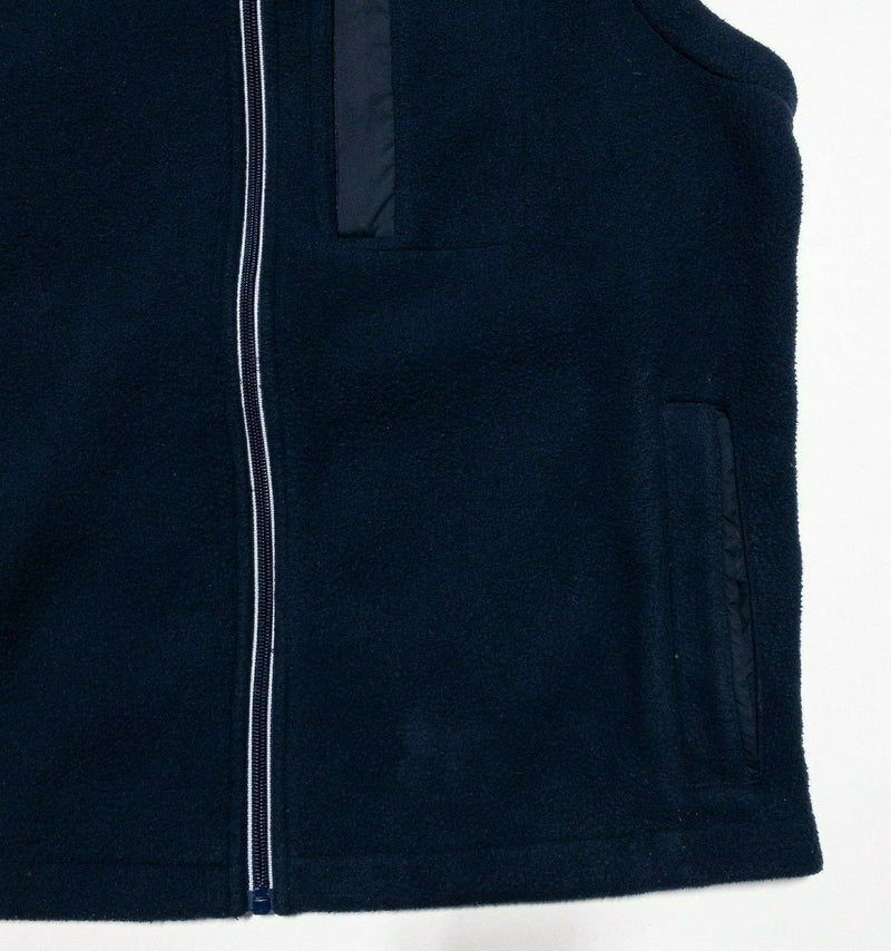 Brooks Brothers Men's Small Navy Blue Full Zip Fleece Vest Pockets Classic