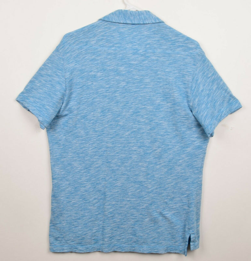 Bonobos Men's Sz Large Slim Fit Heather Blue Pocket Polo Shirt HOLE