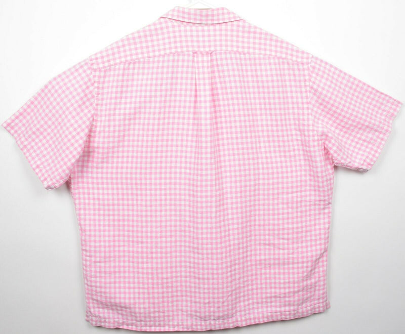 Polo Ralph Lauren Men's XL 100% Linen Pink Gingham Check Caldwell Camp Shirt