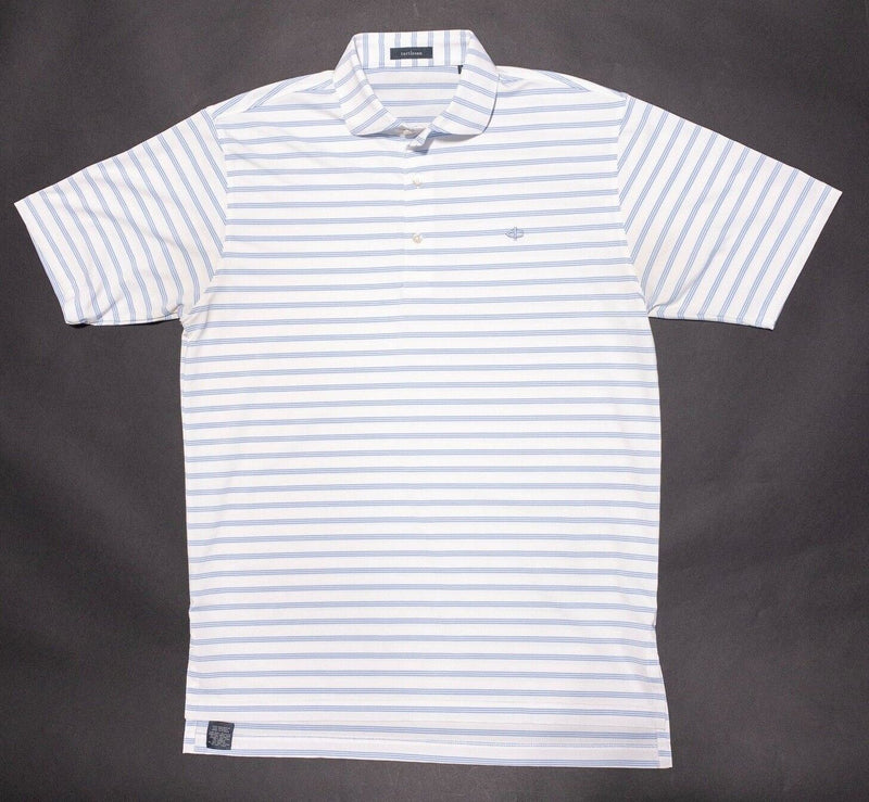 Turtleson Golf Polo Medium Men's Shirt Wicking White Blue Striped Stretch