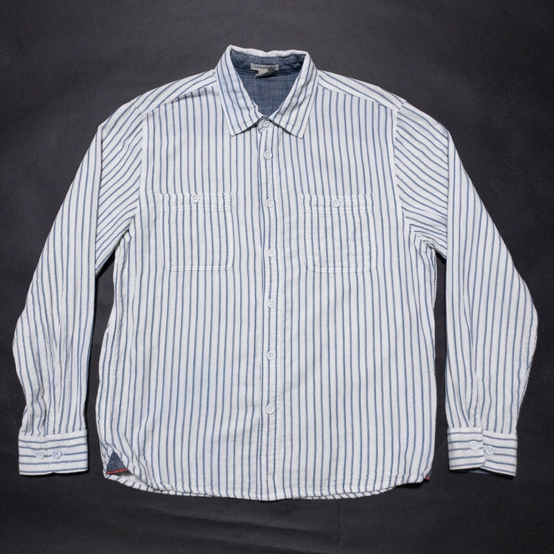 Carbon 2 Cobalt Shirt Men's Medium White Striped Button-Up Long Sleeve