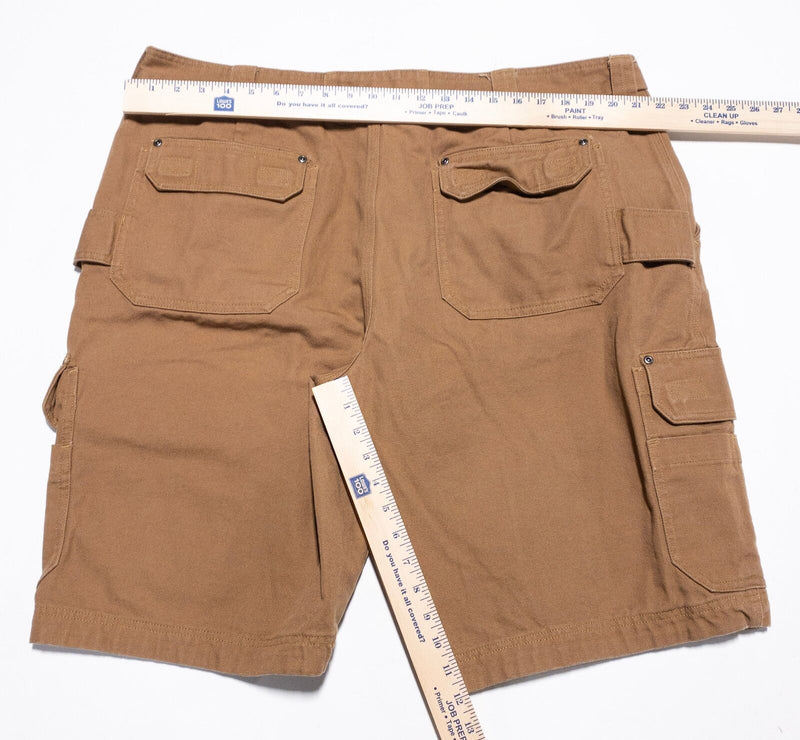 Duluth Trading Cargo Shorts Men 44 Khaki Brown Flex Fire Hose Pockets Belt Loops