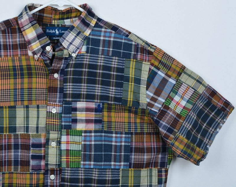 Polo Ralph Lauren Men's Sz Large Classic Fit Patchwork Madras Plaid S/S Shirt