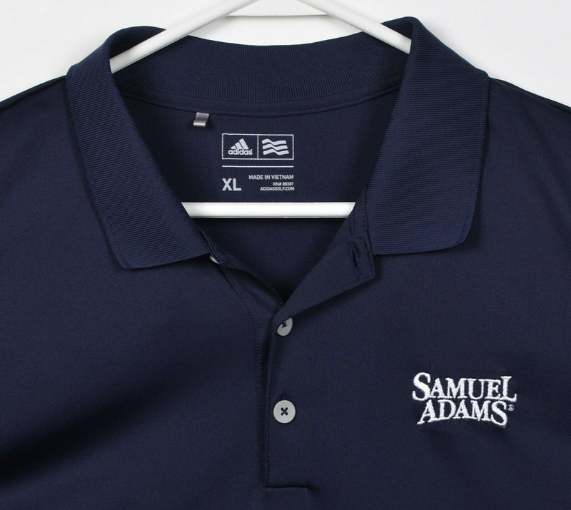 Samuel Adams Men's XL Adidas Golf Navy Blue Beer Polyester Wicking Polo Shirt