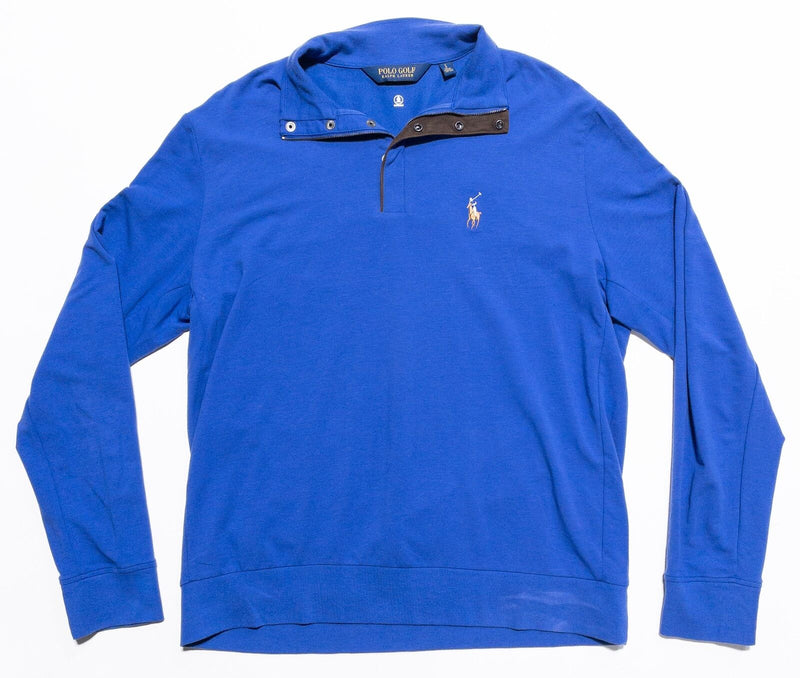 Polo Golf Ralph Lauren Sweater Men's Large Pullover 1/4 Zip Water Repellant Blue