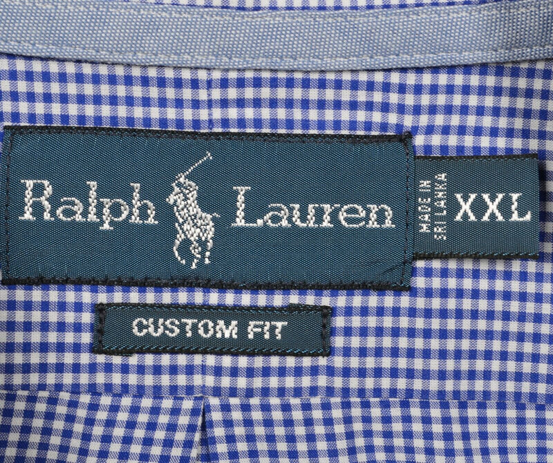 Polo Ralph Lauren Men's 2XL Custom Fit Blue White Check Button-Down Shirt
