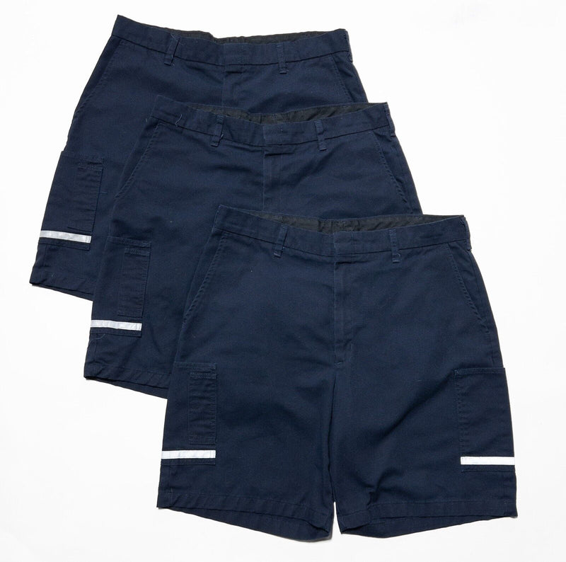 3 FedEx Uniform Shorts 38R Men's Navy Blue Reflective Cargo Stan Herman Delivery