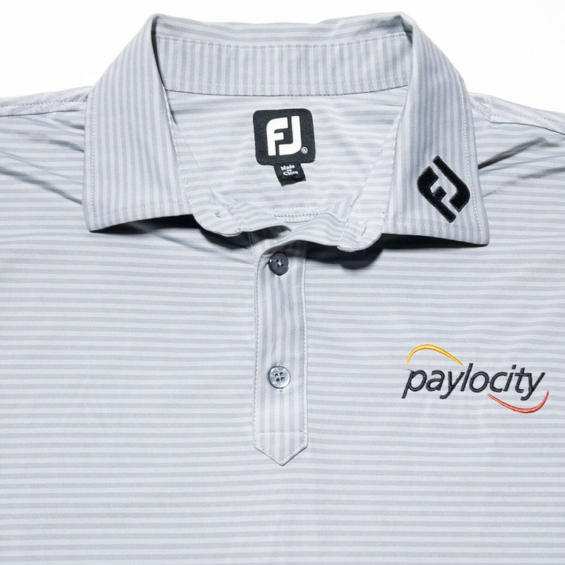 FootJoy Tour Issue Polo XL Men's Golf Shirt Gray Striped Paylocity Logo Collar