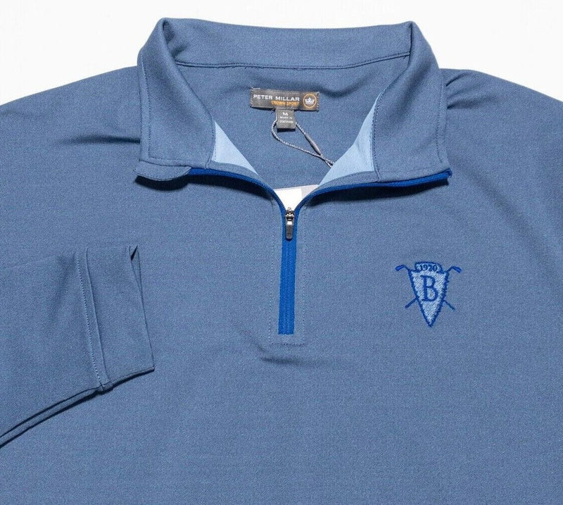 Peter Millar 1/4 Zip Men's Medium Perth Pullover Blue Golf Wicking Crown Sport