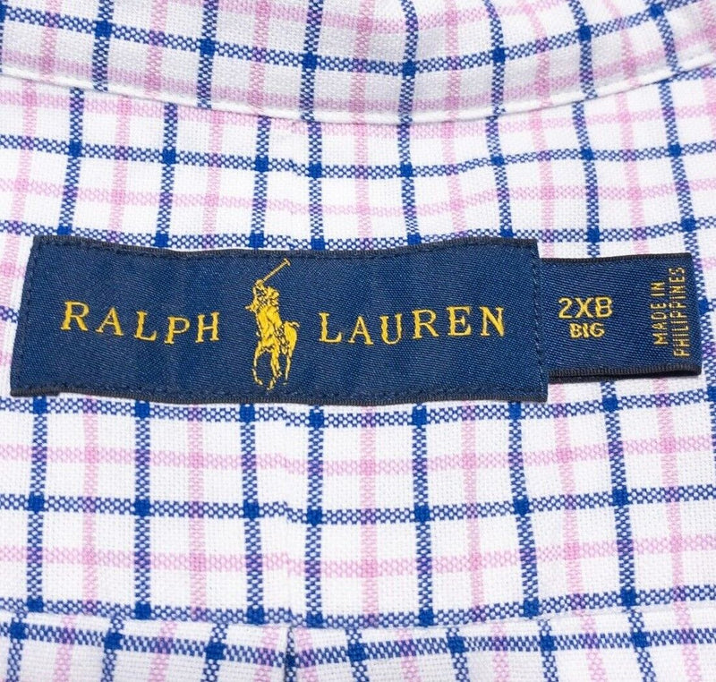 Polo Ralph Lauren 2XB Men's Shirt Pink Blue Graph Check Long Sleeve 2XL Big Tall