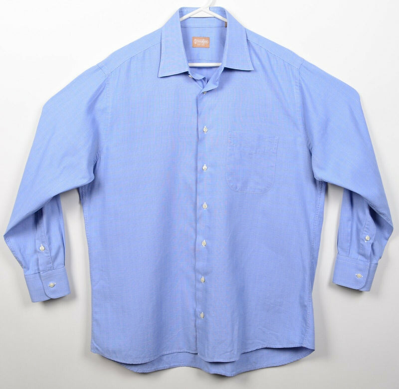 Gitman Bros. Men's 16.5 33 Blue Glen Check Plaid USA Button-Front Dress Shirt