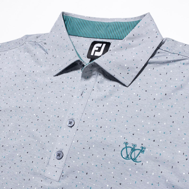 FootJoy Golf Polo Men's Medium Gray Polka Dot Wicking Stretch Performance