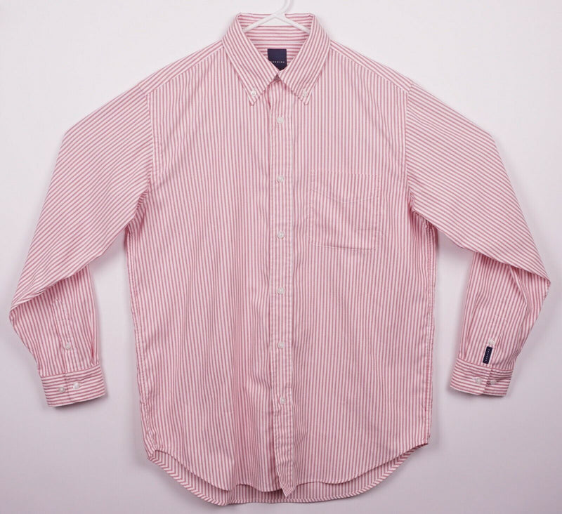 Dunning Golf Men's Medium Red/Pink Striped CoolMax Wicking Button-Down Shirt