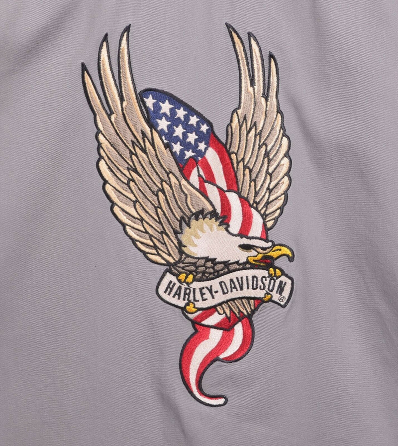Harley Davidson Men's Sz Large Eagle Embroidered Work Garage Shirt