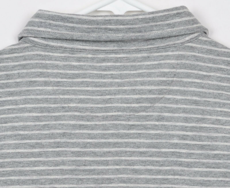 Faherty Men's Sz Medium Gray Striped Pocket Bleecker Polo Shirt NWT