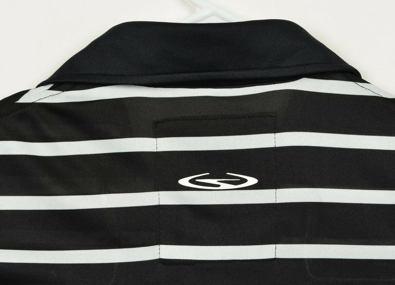 Gongshow Men's Sz Large Black White Striped Lifestyle Hockey Polo Shirt
