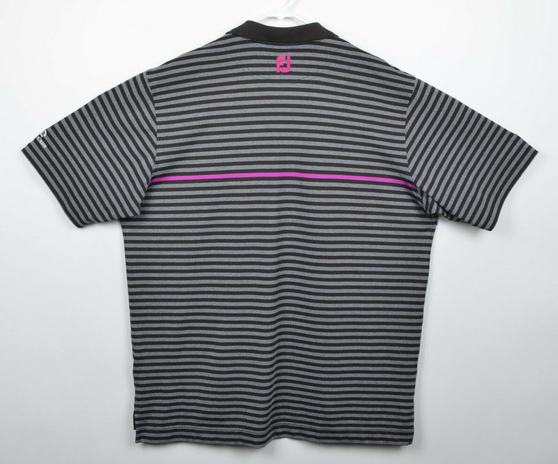 FootJoy Men's Sz XL Gray Black Magenta Striped FJ Performance Golf Polo Shirt