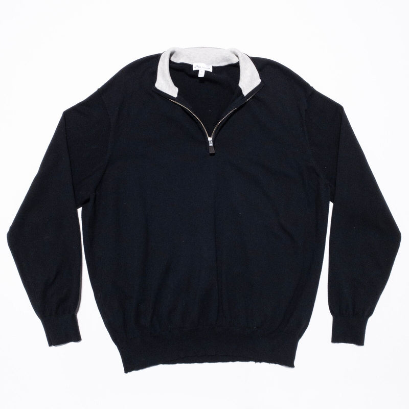 Peter Millar Sweater Men's XL Cotton Silk Cashmere Blend 1/4 Zip Pullover Black