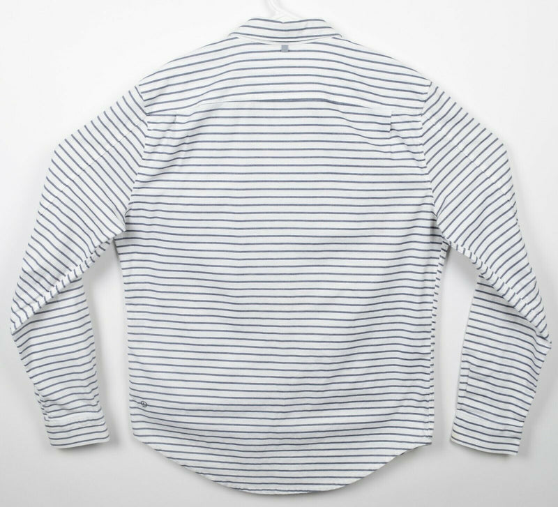 Lululemon Men's Large? White Striped Button-Down Stretch Athleisure Shirt