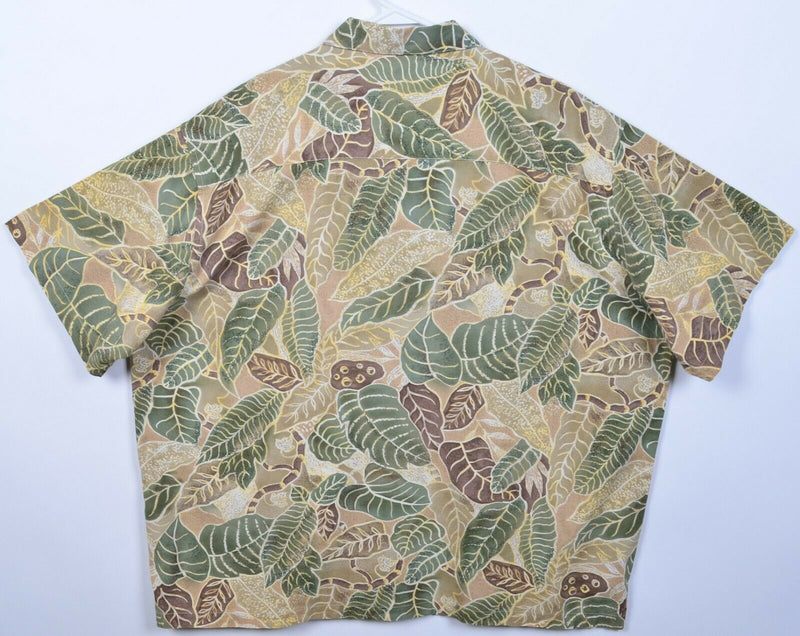Pendleton Men's XL Floral Palm Print Green Tan Cotton Rayon Blend Hawaiian Shirt