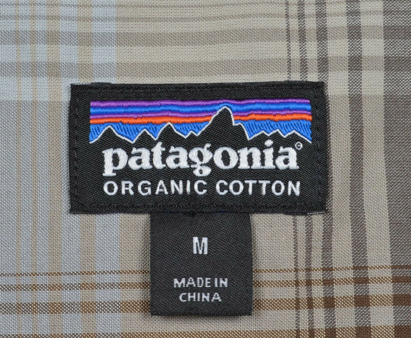 Patagonia Organic Cotton Men's Medium Brown Khaki Plaid Fezzman Shirt