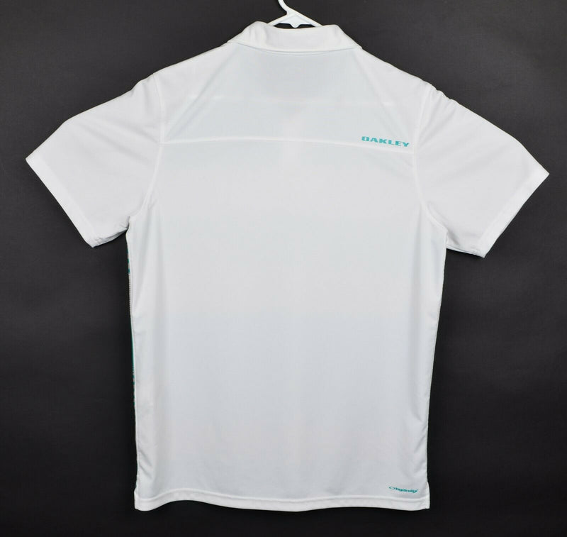 Oakley Hydrolix Men's Small Regular Fit White Teal Green Striped Polo Golf Shirt