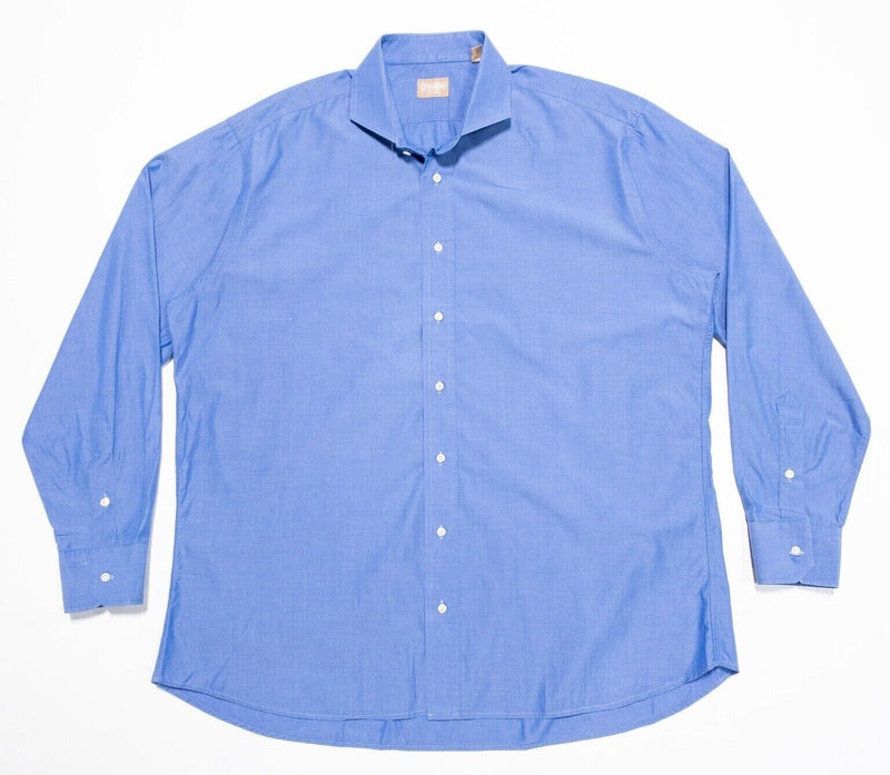 Gitman Bros. Dress Shirt 17.5-35 Men's Solid Blue Spread Collar Vintage USA