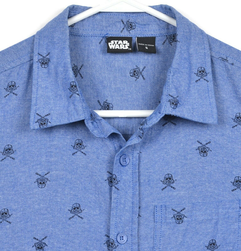 Star Wars Men's Small Storm Trooper Lightsaber Blue Button-Front Shirt