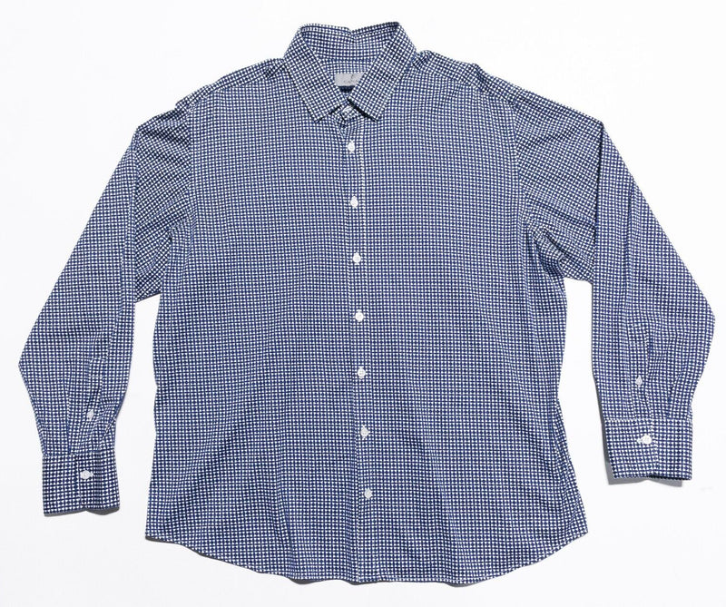 Canali Shirt Men's 2XL Long Sleeve Button-Front Geometric Blue Designer Italy