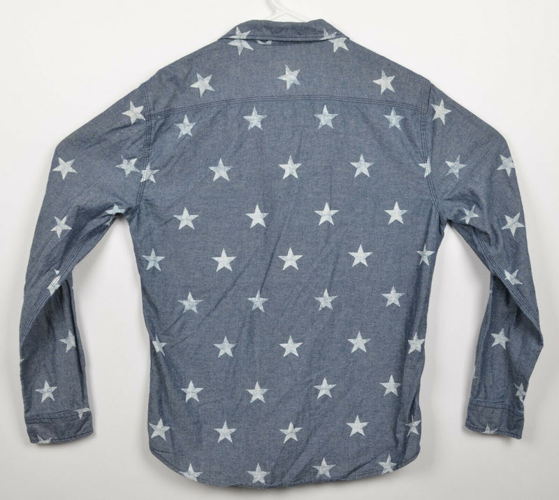 Denim Supply Ralph Lauren Men's Large Slim Fit Stars Blue Chambray Button Shirt