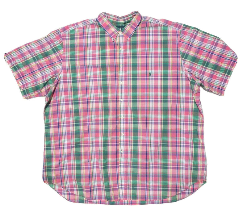 Polo Ralph Lauren 4XLT Button-Down Shirt Men's Pink Plaid Tall Short Sleeve