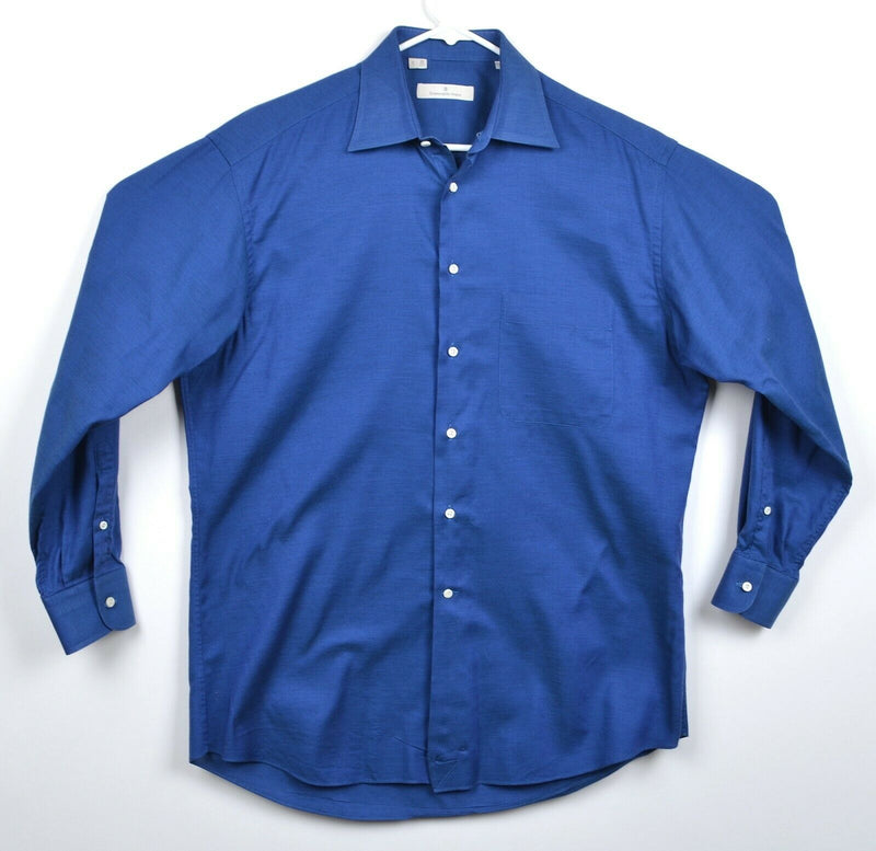 Ermenegildo Zegna Men's Sz Small (39/15.5) Blue Spread Collar Long Sleeve Shirt