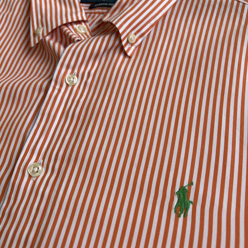 Polo Ralph Lauren Orange Striped Button-Down Shirt Men's XL Classic Fit