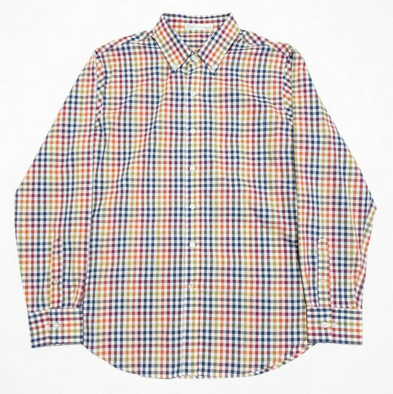 Criquet Men's Large Shirt Multi-Color Check Blue Red Button-Down Made in USA