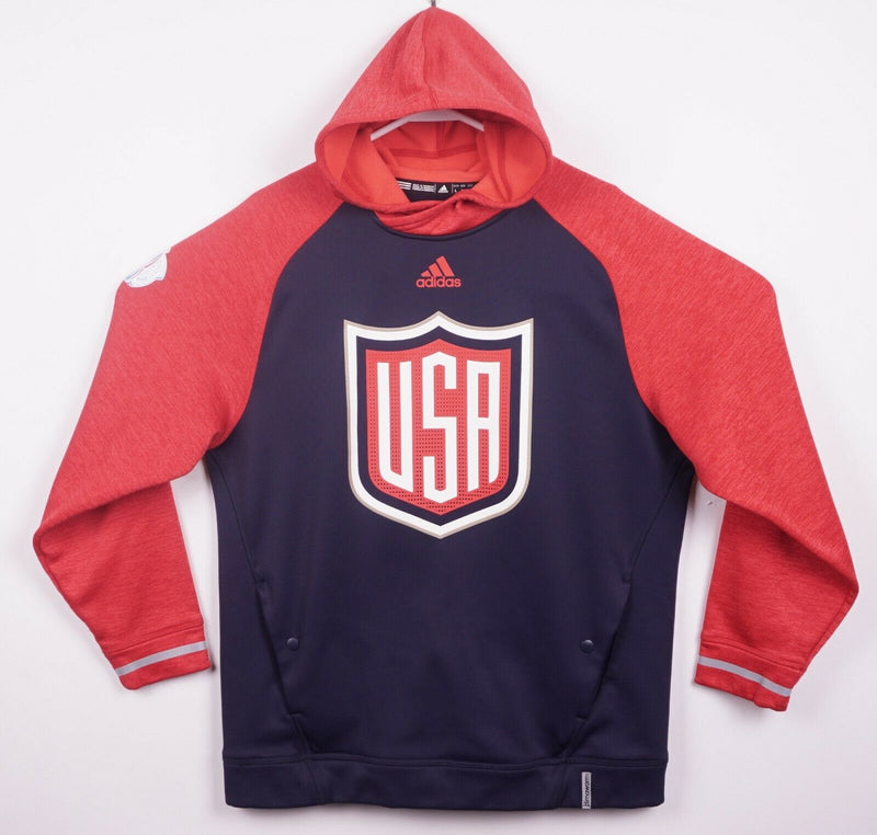 World Cup Hockey Men Large Team USA Adidas Climawarm Red Blue Hoodie Sweatshirt