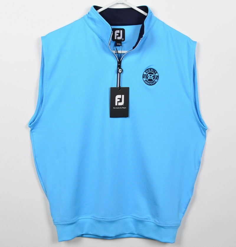 FootJoy Men's Small Solid Light Blue FJ Golf Half-Zip Performance Wicking Vest