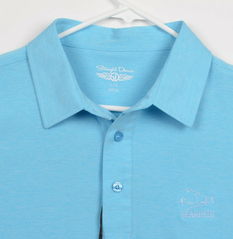 Straight Down Men's Sz Large Heather Blue Performance Golf Polo Shirt Bearpath