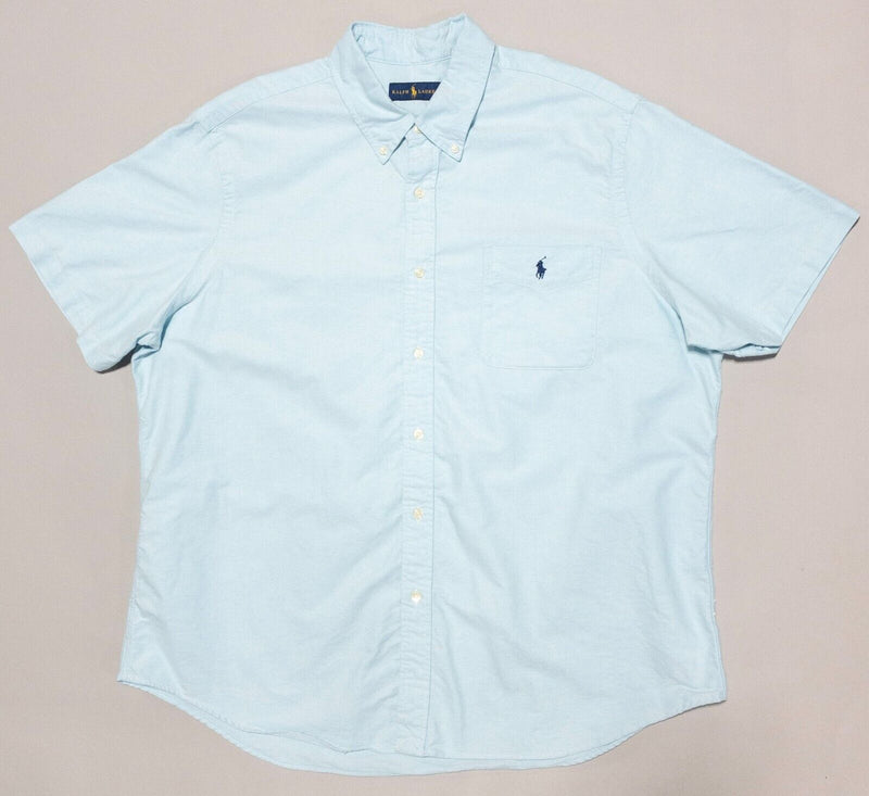 Polo Ralph Lauren Shirt 2XL Men's Button-Down Light Blue Short Sleeve Oxford