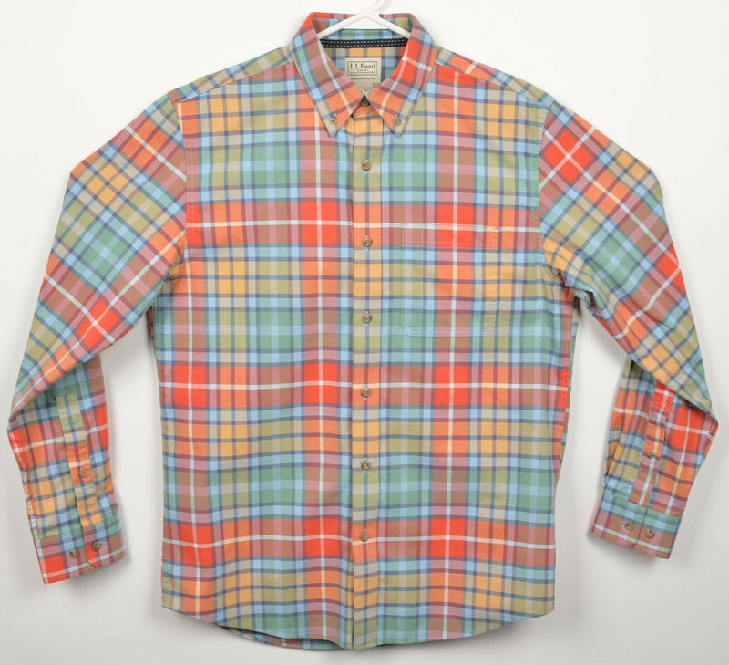 LL Bean Men's Small Traditional Fit Multi-Color Tartan Plaid Lakewashed Shirt