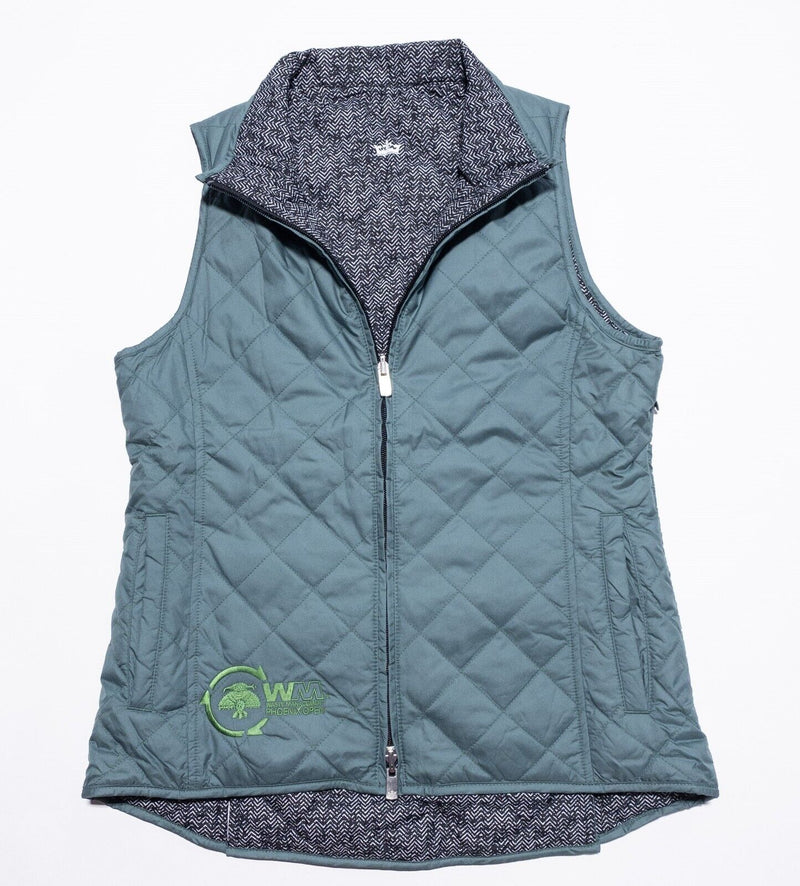 Peter Millar Reversible Vest Women's Small Teal Full Zip Quilted Crown Sport