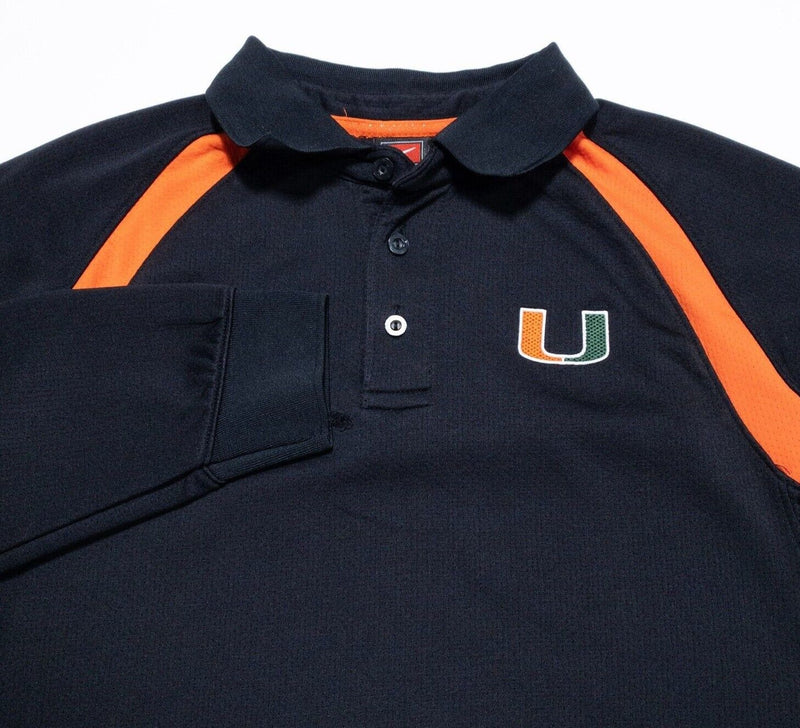 Miami Hurricanes Nike Polo Medium Men's Shirt Dri-Fit Team Long Sleeve Black